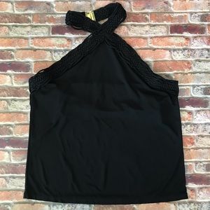 Lauren Ralph Lauren Braided Black Halter Top XL